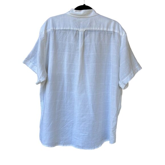 Izod Mens White Linen & Cotton Blend Short Sleeve Button-Down‎ Shirt XXLG - Picture 4 of 5
